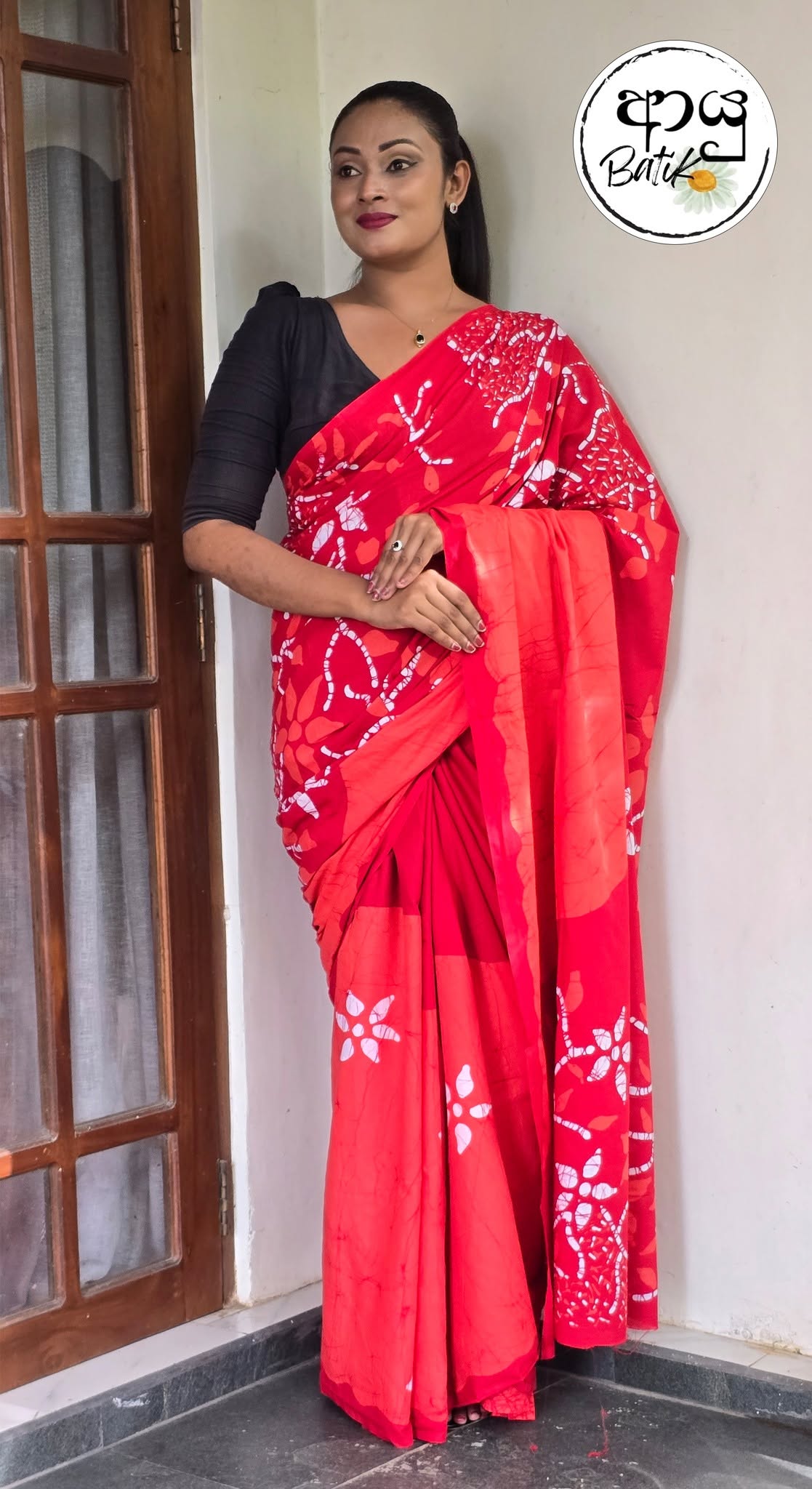 Shining Gold Leaf Batik Saree