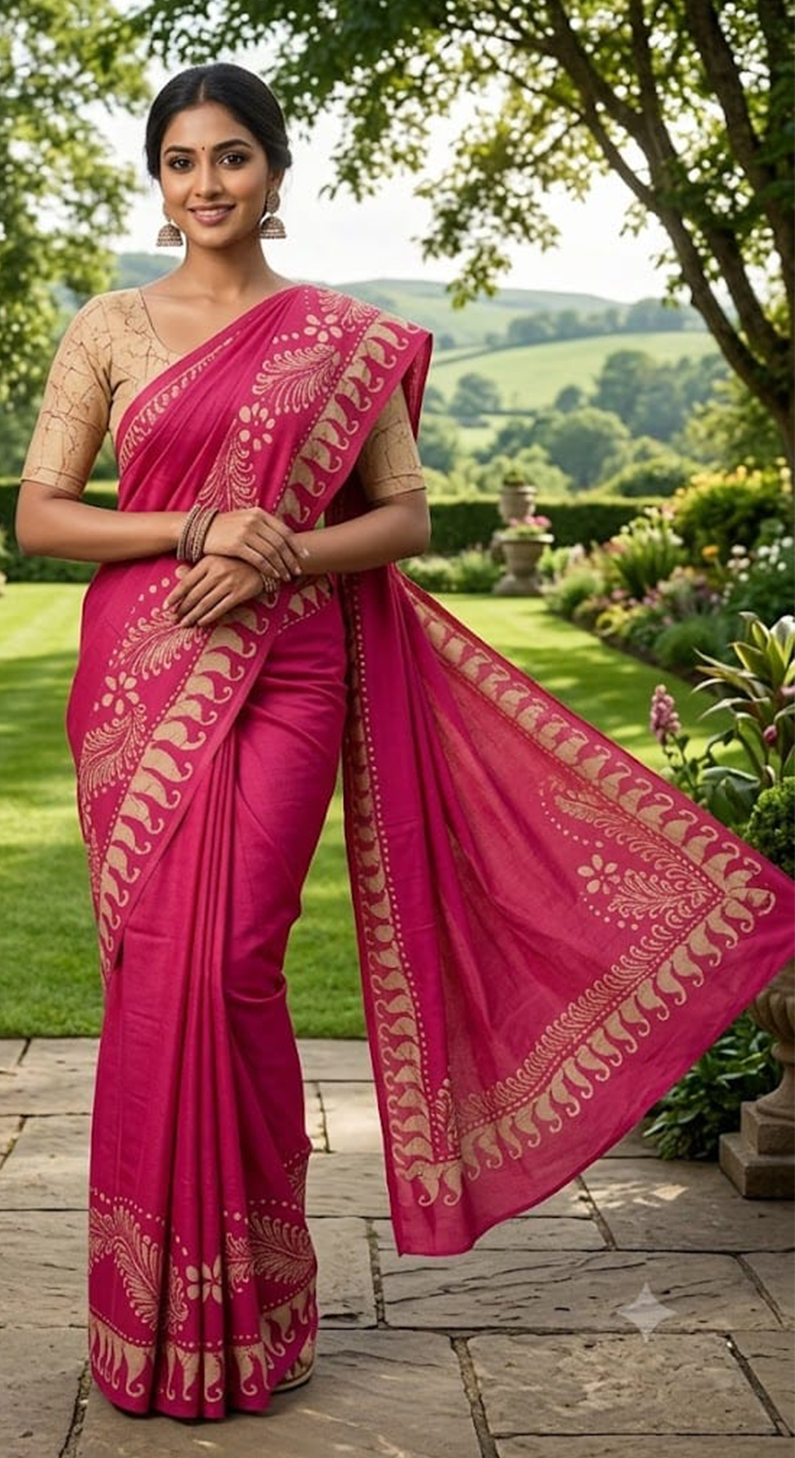 Two Color Saree Pink & Beige