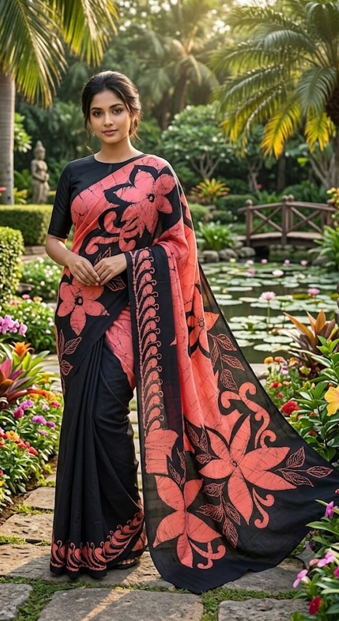 Two Color Saree Pink & Black