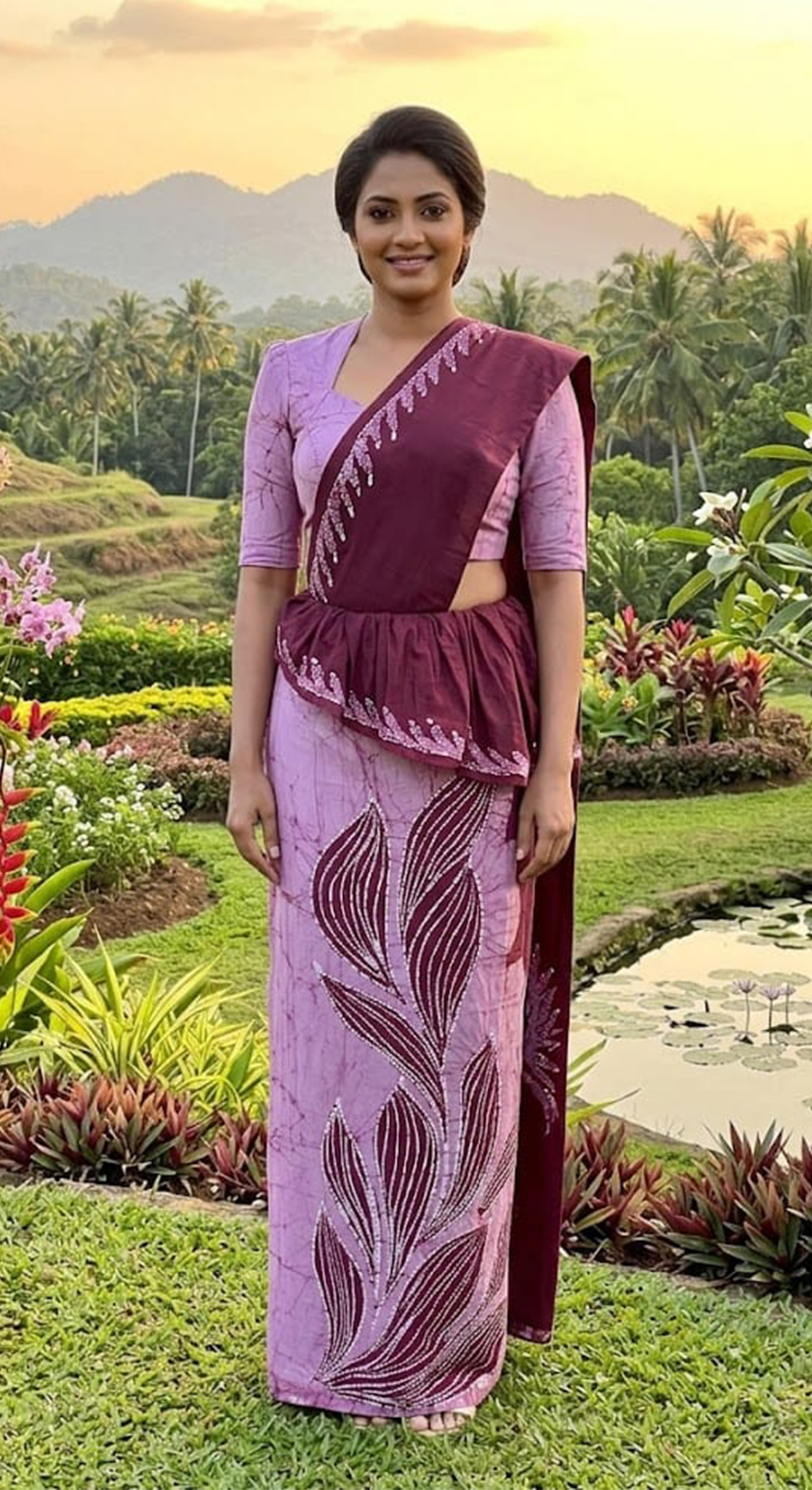 Three Color Saree Light Pink, Maroon & White